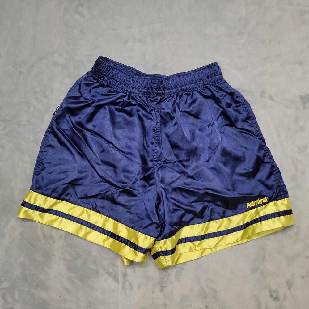Vintage Admiral Soccer Shorts Mens XL Blue Gold Athletic Gym Running Retro Satin